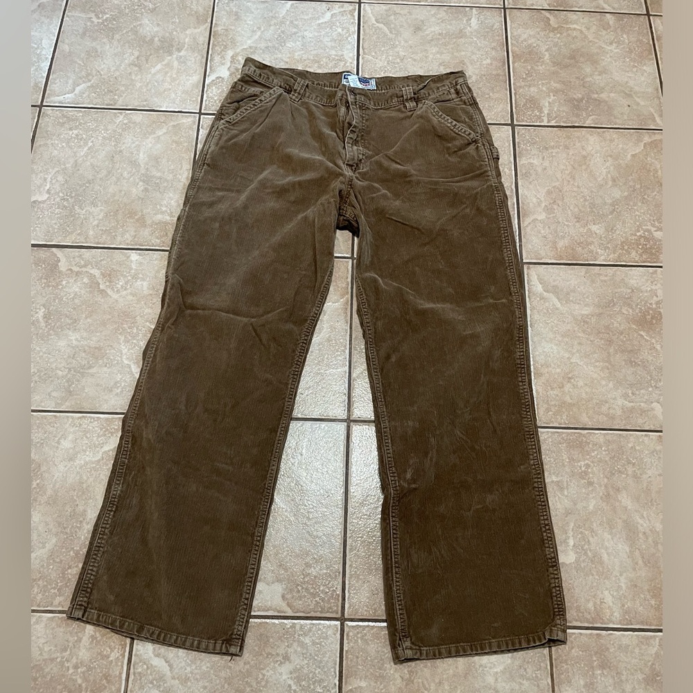 Old Navy Corduroy Painters Pants Mens Size 38x34 Brown Straight Wide Leg Y2K